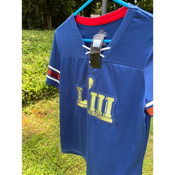 NWT MAGESTIC BRAND SUPERBOWL LIII 53 ATLANTA JERSEY STYLE SHIRT SZ LARGE - Picture 4 of 4